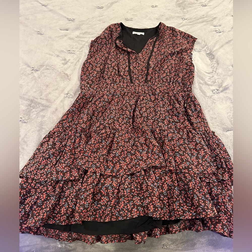 Short dress, floral print, double lined